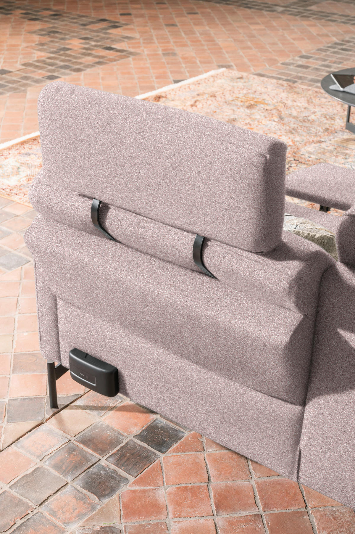ECKSOFA in Struktur, Flachgewebe Rosa  - Anthrazit/Rosa, Design, Textil/Metall (230/254cm) - Johann Jakob