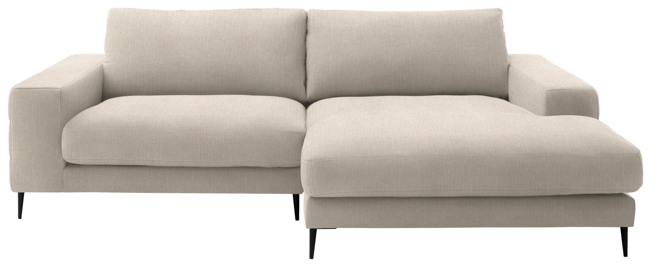 ECKSOFA in Flachgewebe Beige  - Beige/Schwarz, Design, Textil/Metall (253/177cm) - Dieter Knoll