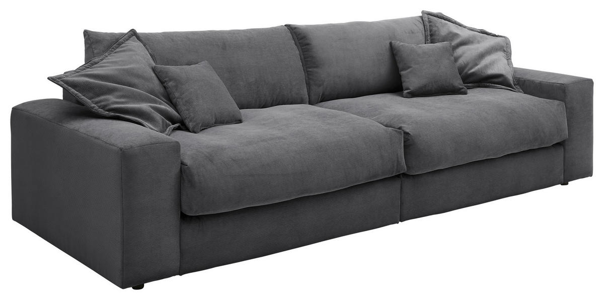 3-SITZER-SOFA KAMIL Cord Anthrazit  - Anthrazit/Schwarz, MODERN, Textil (298/95/122cm) - Livetastic
