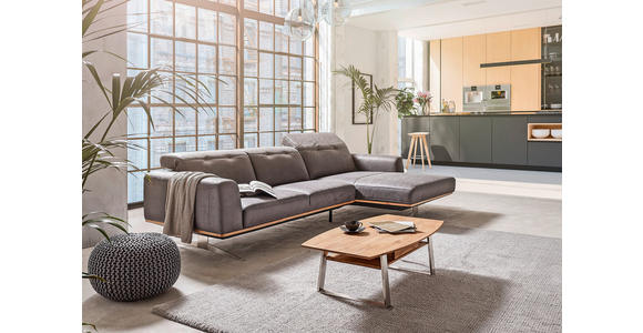 WOHNLANDSCHAFT in Grau, Beige - Edelstahlfarben/Beige, Design, Holz/Textil (311/163cm) - Dieter Knoll