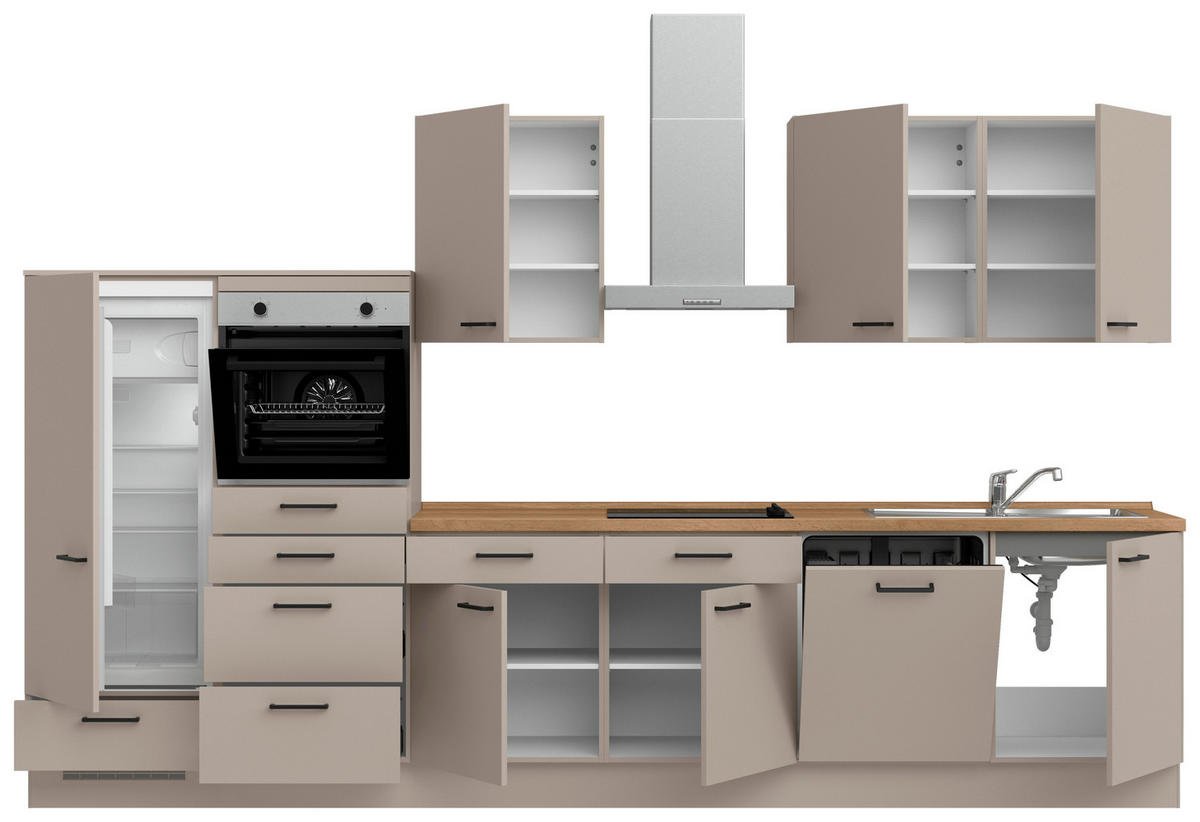 KÜCHENBLOCK Easytouch 360 cm  in Eichefarben, Sandfarben  - Sandfarben/Eichefarben, MODERN, Holzwerkstoff/Metall (360cm) - Nobilia