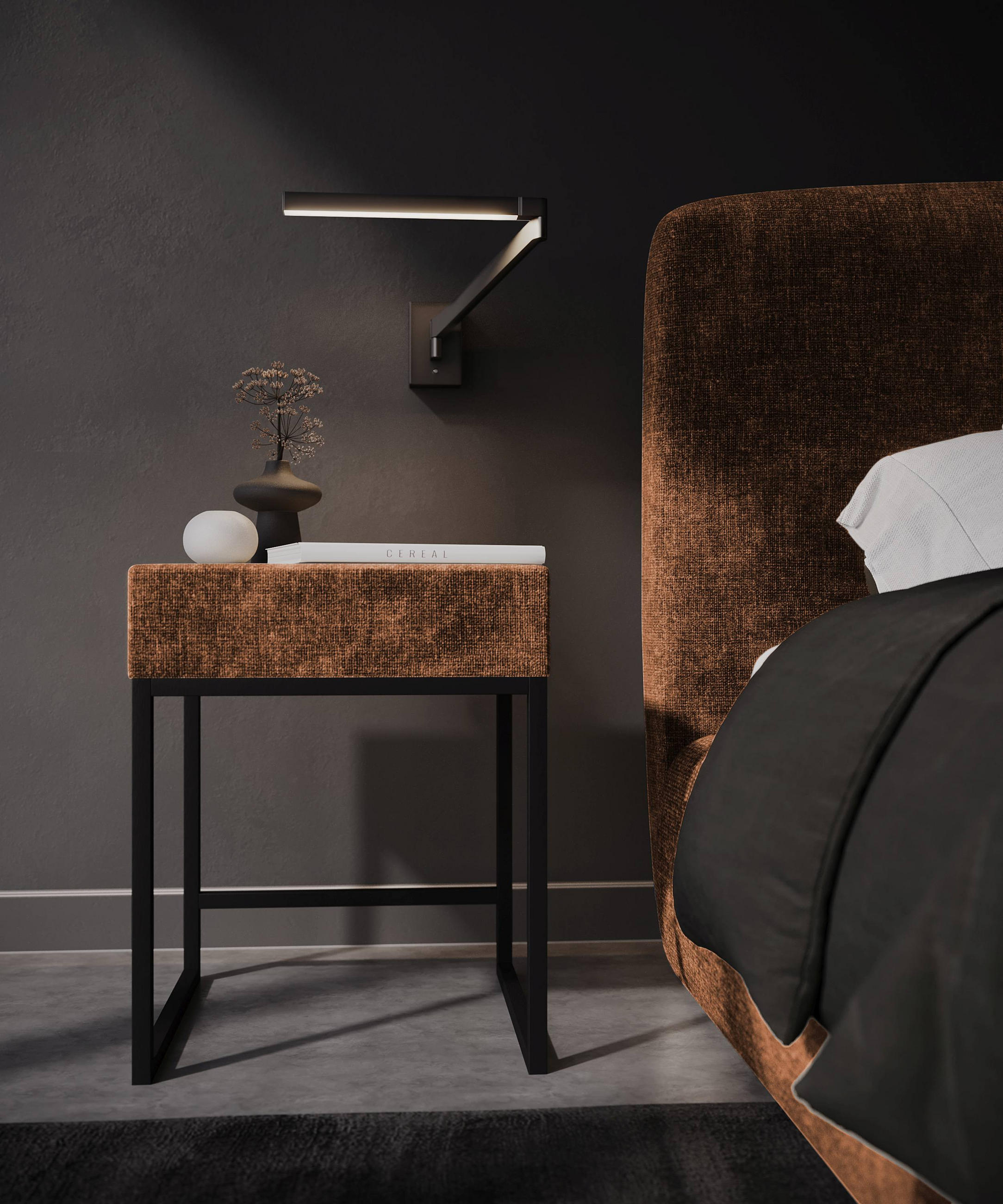 NACHTTISCH 45/55/45 cm  in Terracotta  - Terracotta/Schwarz, Design, Textil/Metall (45/55/45cm) - Esposa