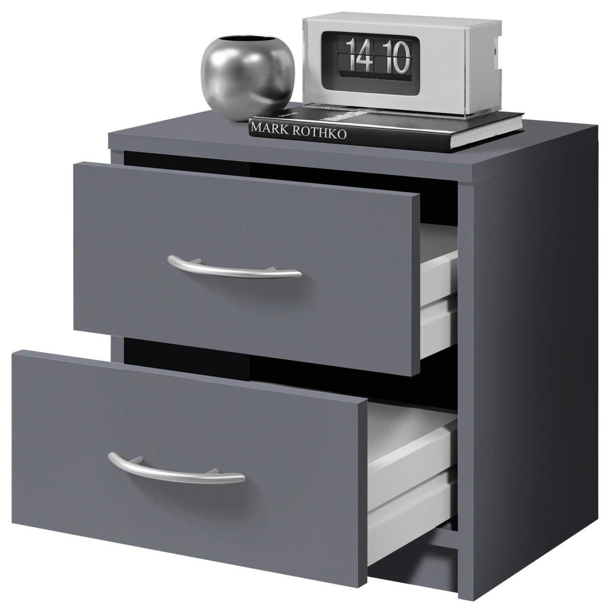 NOČNÝ STOLÍK, grafitová, 38,5/39/28,2 cm - čierna/sivá, Basics, kompozitné drevo/plast (38,5/39/28,2cm) - Carryhome