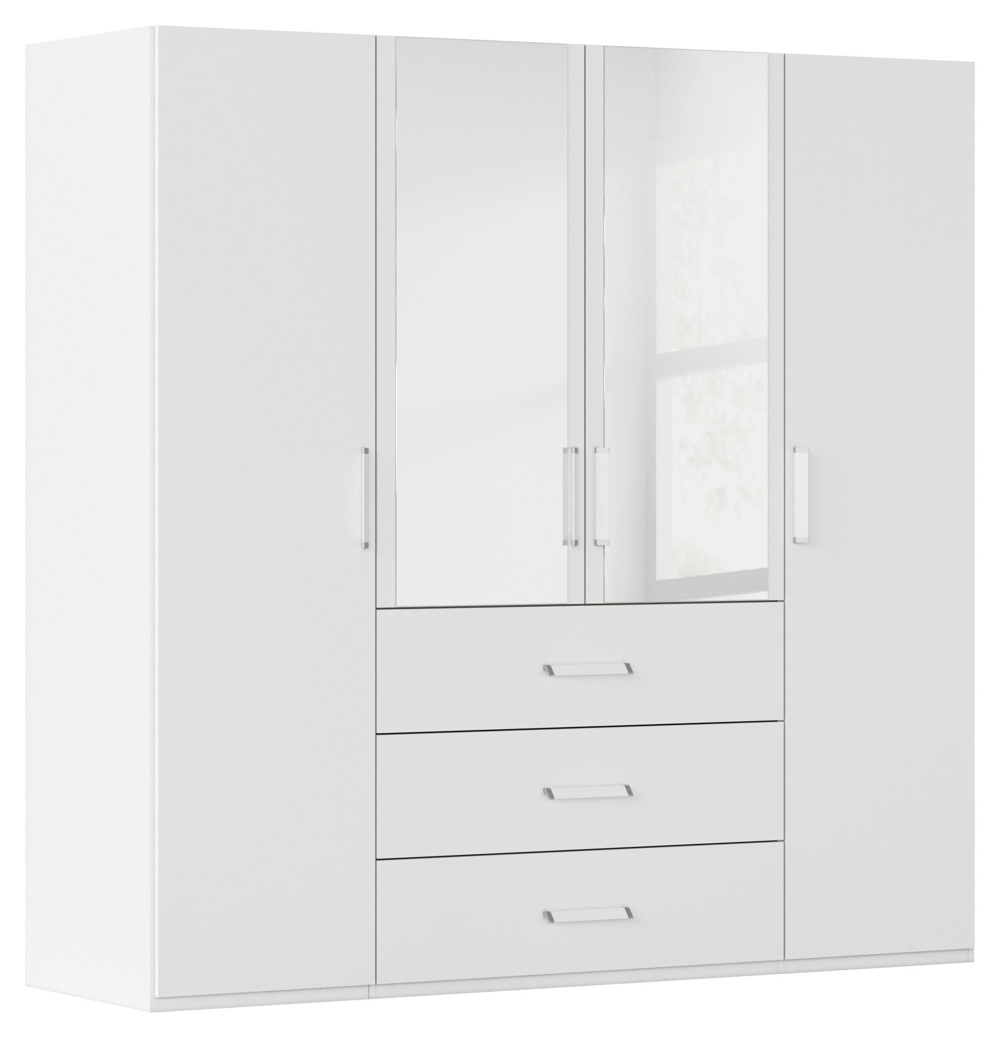 DREHTÜRENSCHRANK 201/197/60 cm 4-türig Weiß  - Weiß, Design, Glas/Holzwerkstoff (201/197/60cm) - Novel