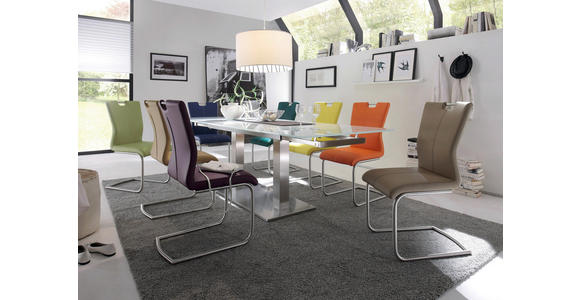 ESSTISCH in Edelstahlfarben, Weiß - Edelstahlfarben/Weiß, Design, Glas/Metall (160(250)/90/76cm) - Dieter Knoll