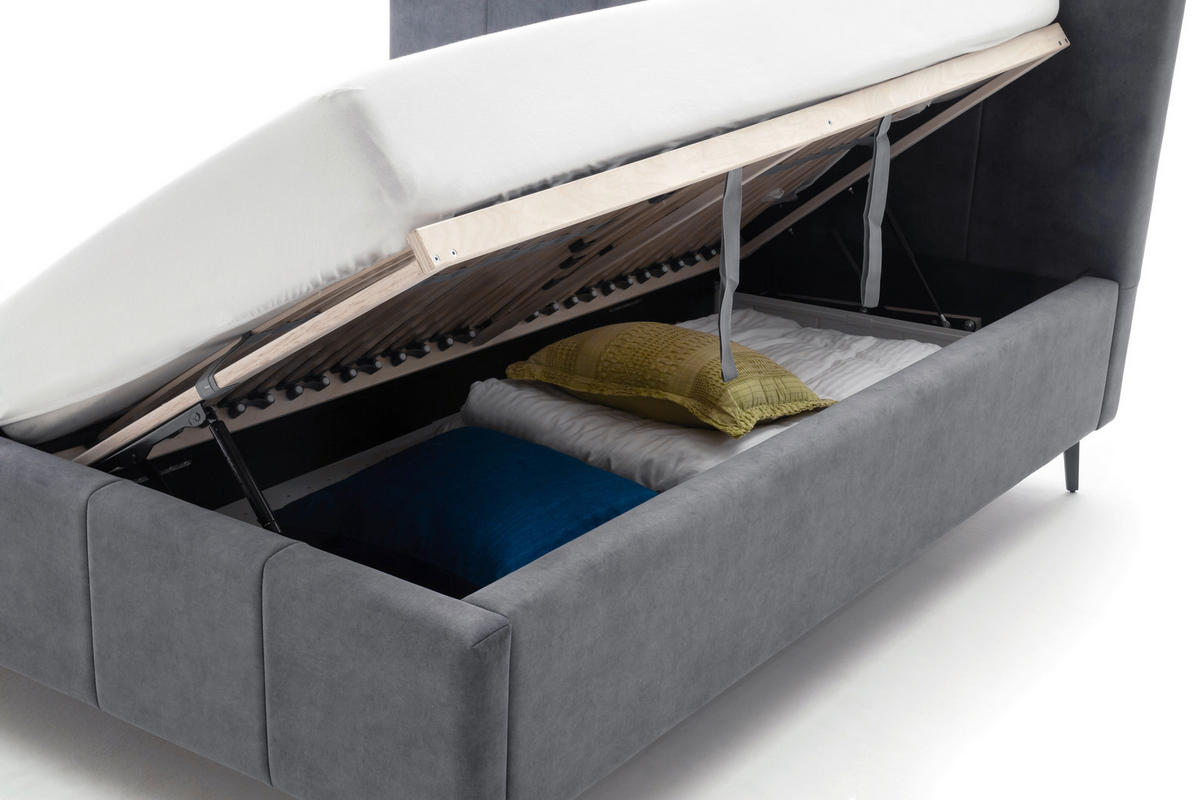 POLSTERBETT 160/200 cm  in Anthrazit  - Birkefarben/Anthrazit, Konventionell, Holz/Textil (160/200cm) - Boxxx