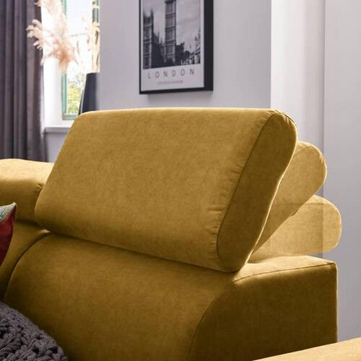 ECKSOFA Gelb, Goldfarben Velours  - Gelb/Goldfarben, Design, Textil/Metall (191/261cm) - Stylife