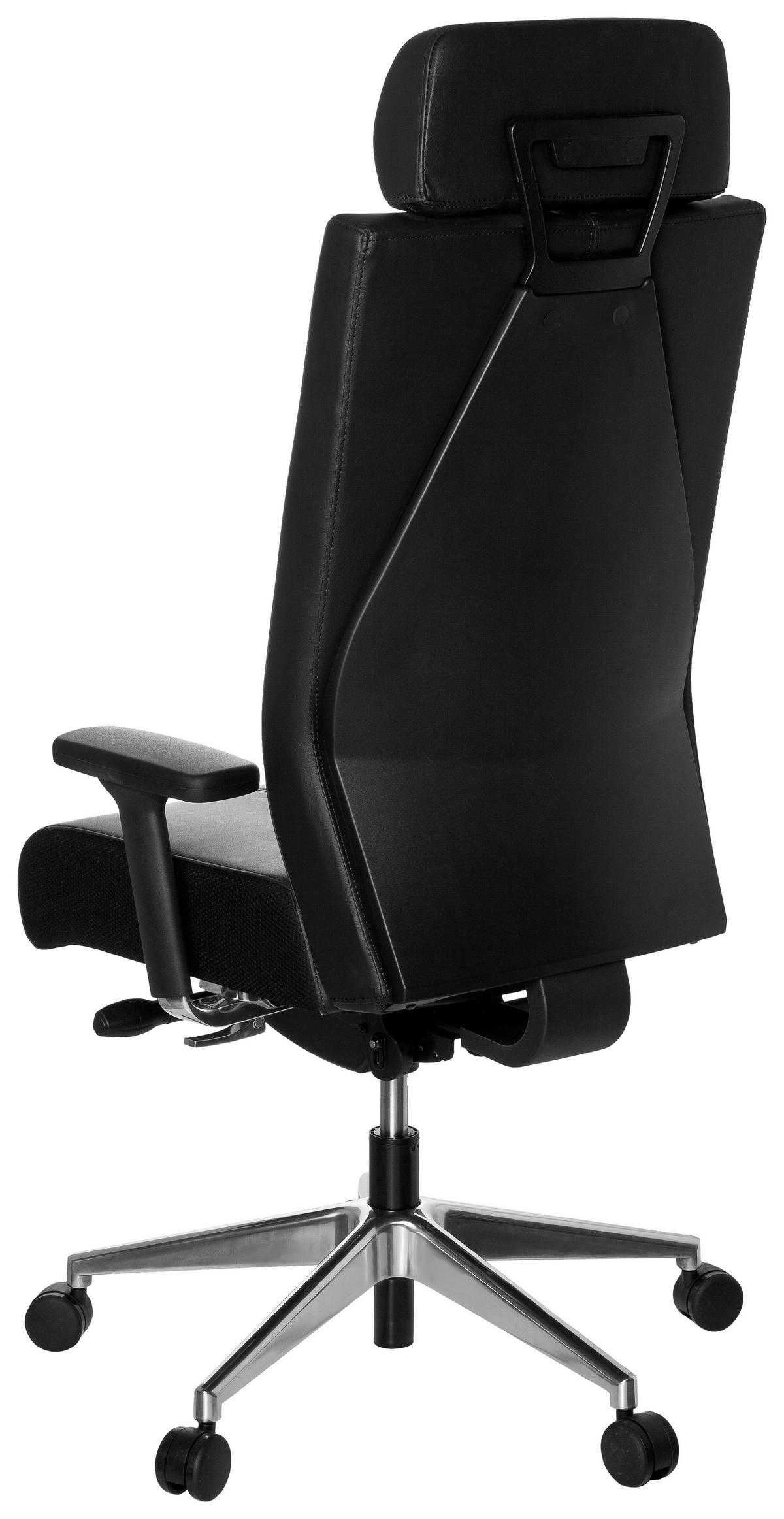DREHSTUHL Lederlook Schwarz  - Silberfarben/Schwarz, MODERN, Leder/Kunststoff (59/138/49cm) - MID.YOU