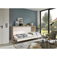 POSTELJA V OMARI   x  , leseni material  - bela/hrast sonoma, Konvencionalno, kovina/leseni material (90/200cm) - MID.YOU