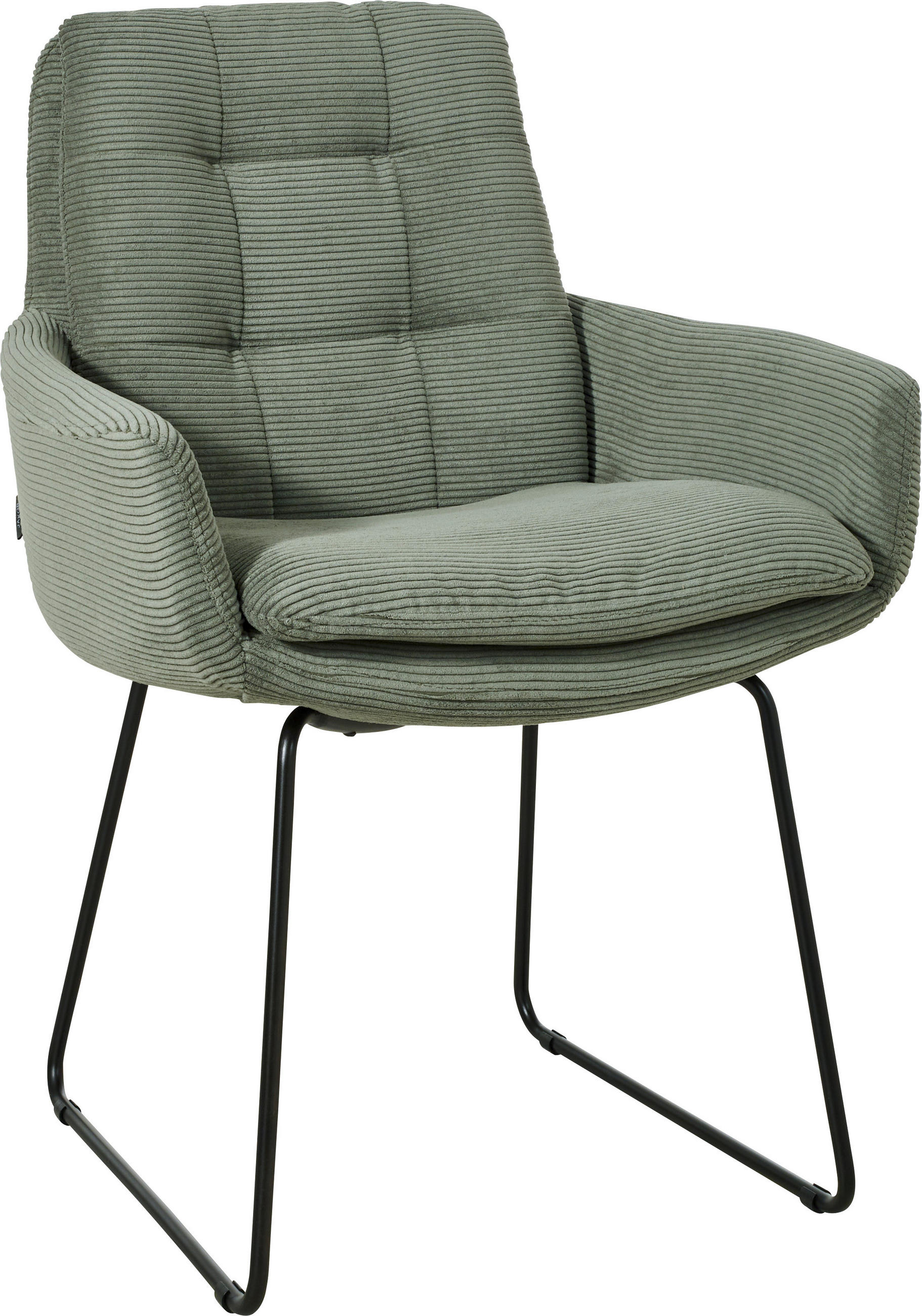 ARMLEHNSTUHL  in Cord  - Schwarz/Olivgrün, Design, Textil/Metall (63/90/69cm) - Johann Jakob