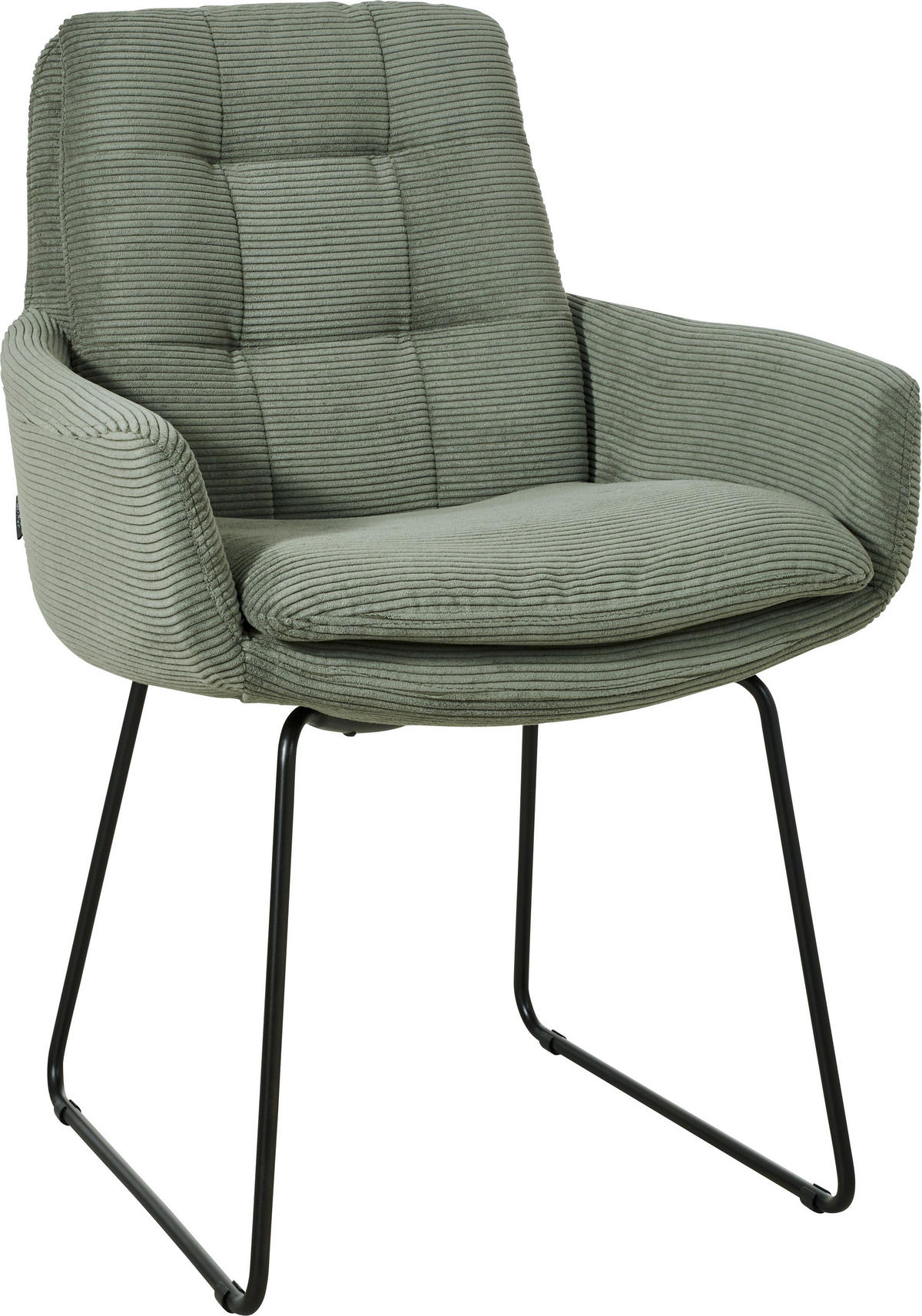 ARMLEHNSTUHL  in Cord  - Schwarz/Olivgrün, Design, Textil/Metall (63/90/69cm) - Johann Jakob