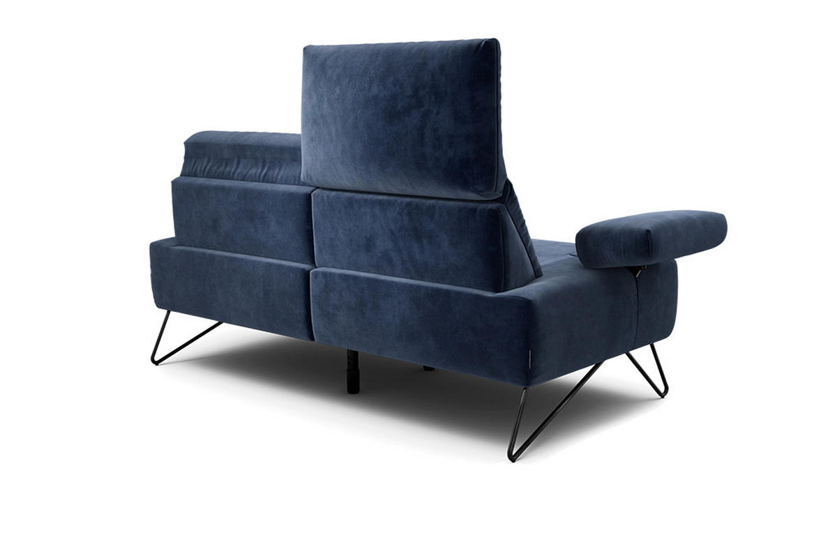 2-SITZER-SOFA Samt Dunkelblau  - Schwarz/Dunkelblau, Design, Textil/Metall (164-194/85/86-94cm) - SENSOO