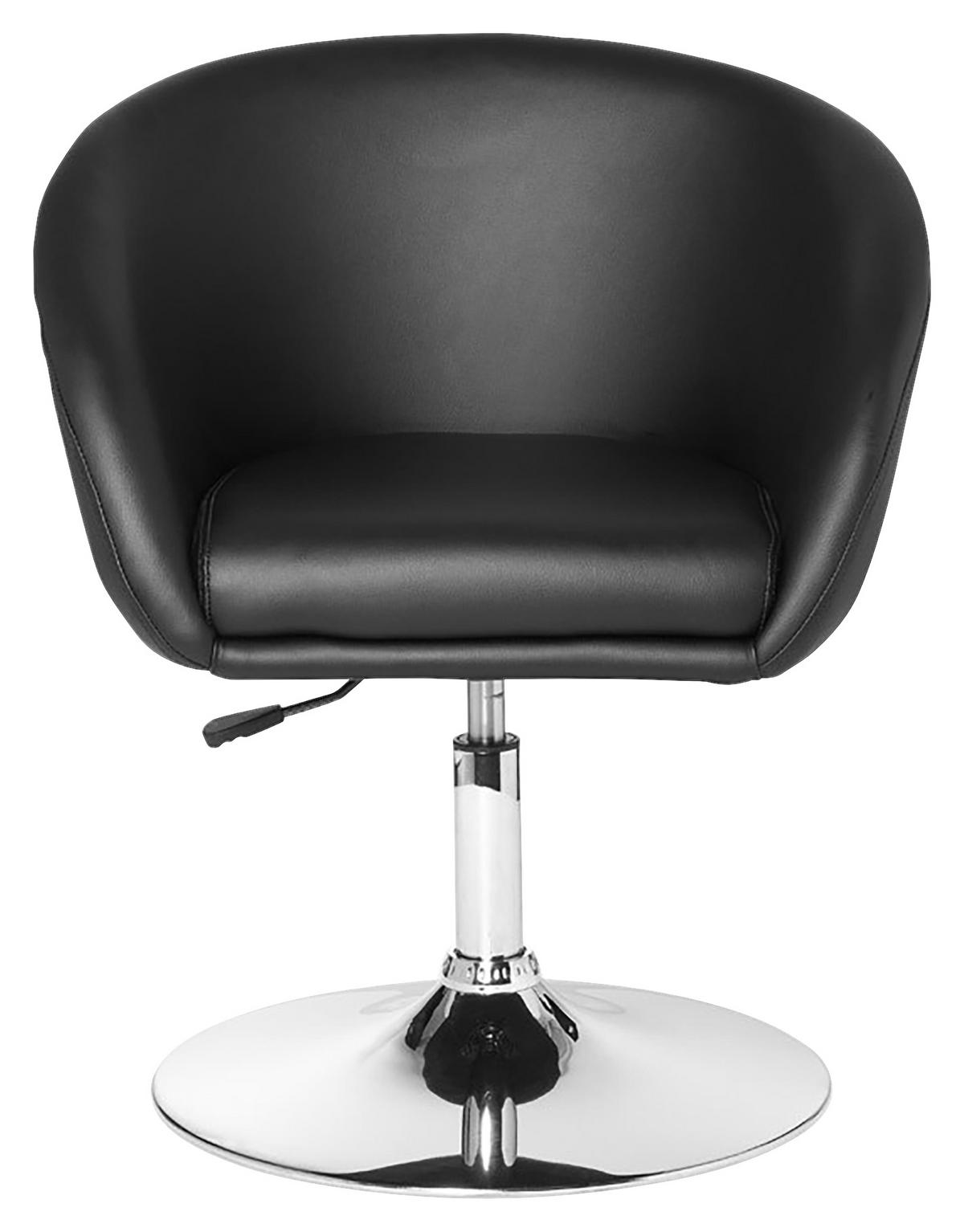Drehstuhl Relaxsessel  in Lederlook  - Chromfarben/Schwarz, Modern, Textil/Metall (62/84/55cm) - MID.YOU