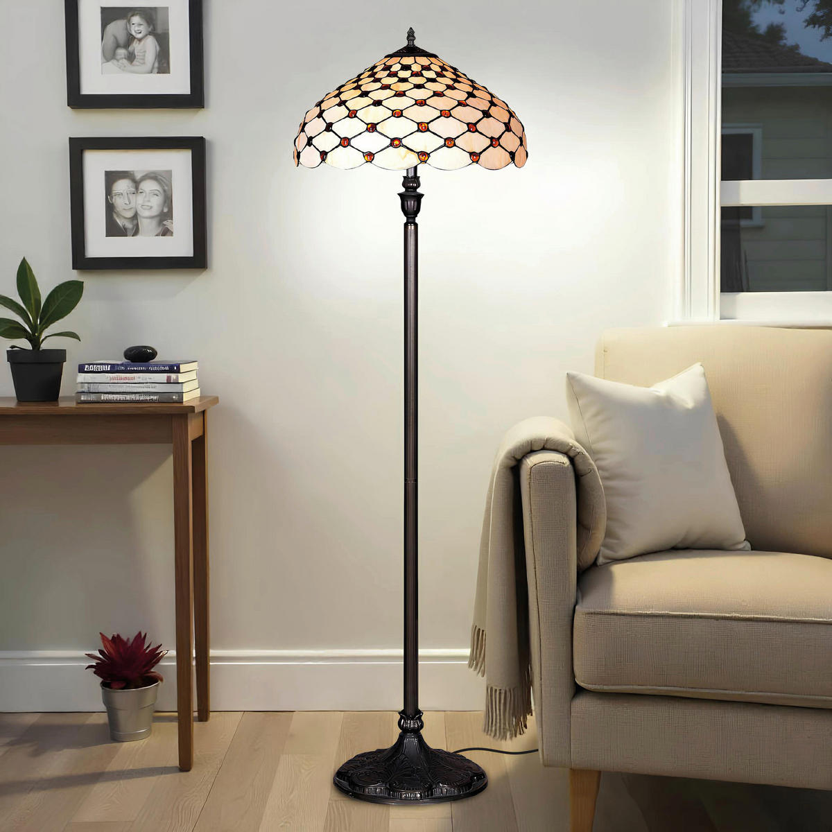 ÁLLÓLÁMPA - barna/többszínű, Basics, Üveg/fém (26/46/46cm)