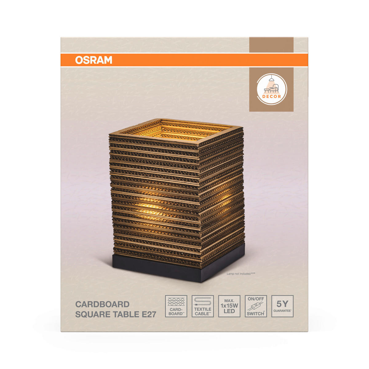 TISCHLEUCHTE 20/20/27 cm   - Natur, Karton/Metall (20/20/27cm) - Osram