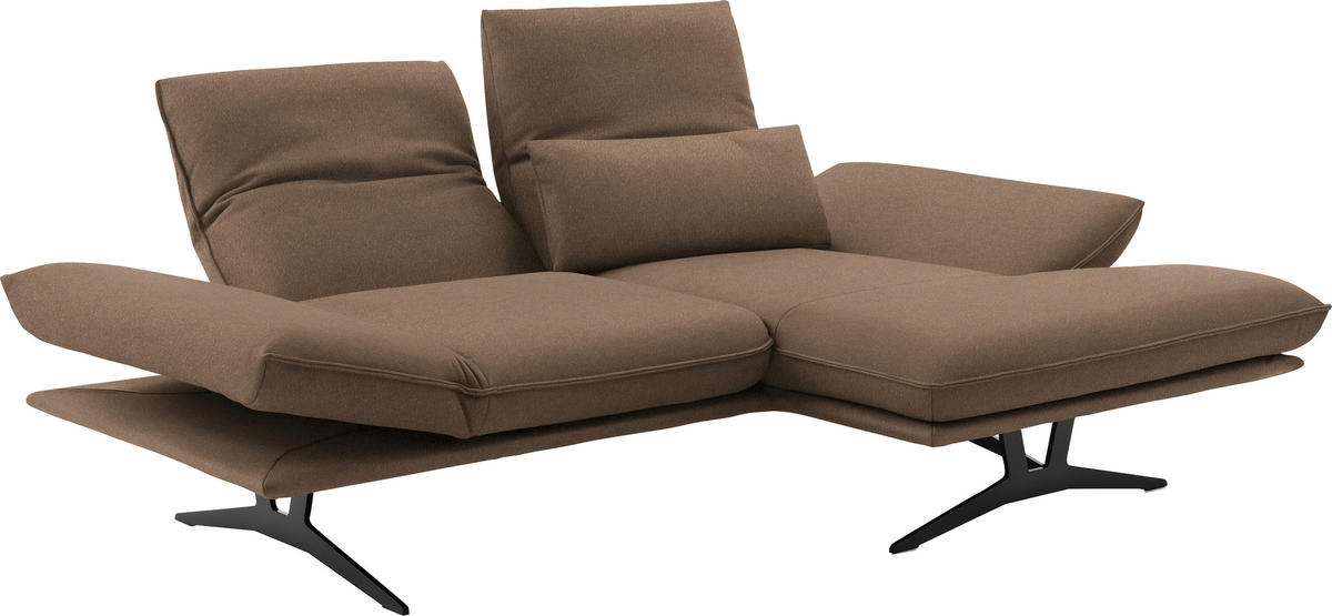 ECKSOFA in Echtleder Greige  210/130 cm  - Greige/Schwarz, Design, Leder/Metall (210/130cm) - Dieter Knoll