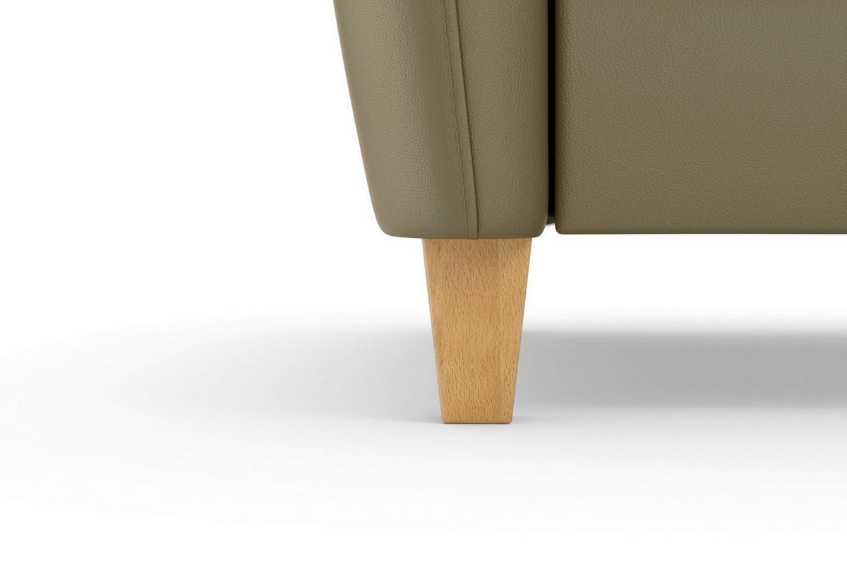 ECKSOFA PALMERA E in Echtleder Olivgrün  244/163 cm  - Eichefarben/Olivgrün, Basics, Leder/Holz (244/163cm) - Sit & More