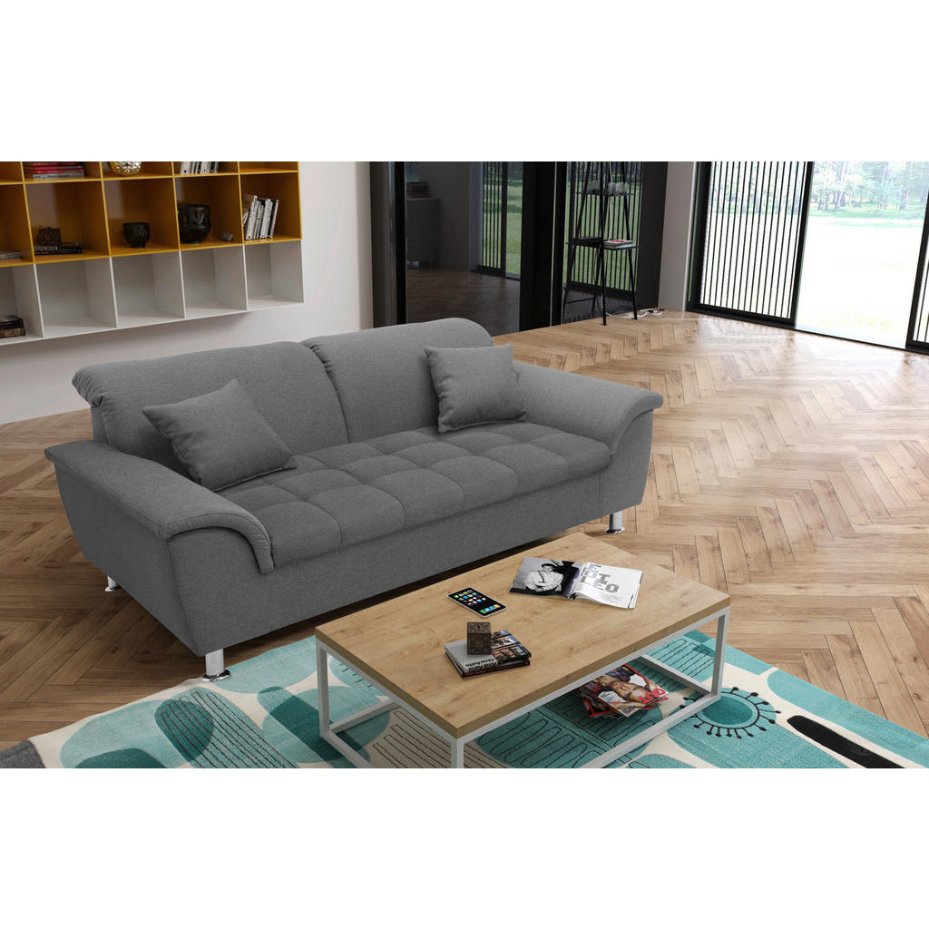 Thumbnail - Mid.you 2-Sitzer-Sofa, Grau, Textil, Uni, 210x81x97 cm, Made in Europe, FSC Mix, Rücken echt, Armteil links, rechts, Woh...
