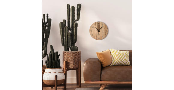 WANDUHR 36 cm - Kastanieneichefarben/Schwarz, Basics, Holzwerkstoff/Kunststoff (36cm) - Ambia Home