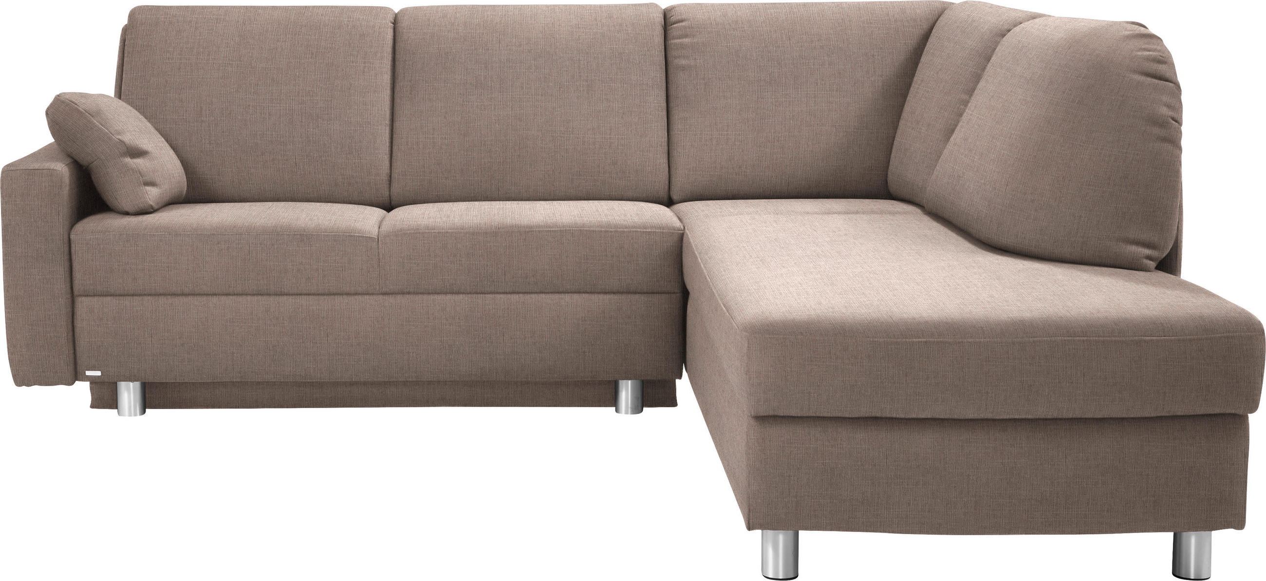 ECKSOFA 226/208 cm  in Chenille Hellbraun Zierkissen, Armlehnenkissen  226/208 cm  - Hellbraun/Alufarben, KONVENTIONELL, Textil/Metall (226/208cm) - Sedda