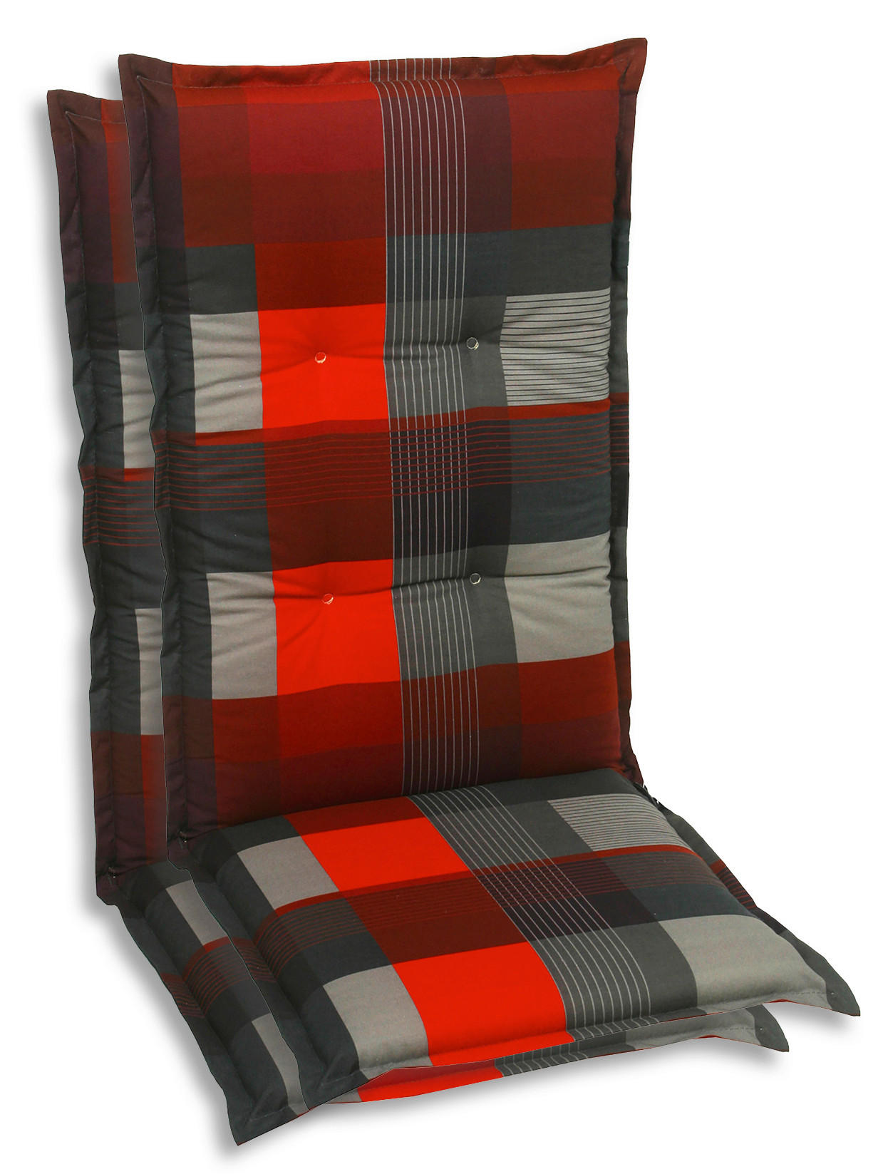 SESSELAUFLAGENSET Karo  - Dunkelgrau/Rot, Basics, Textil (50/7/120cm)