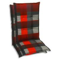 SESSELAUFLAGENSET Karo  - Dunkelgrau/Rot, Basics, Textil (50/7/120cm)