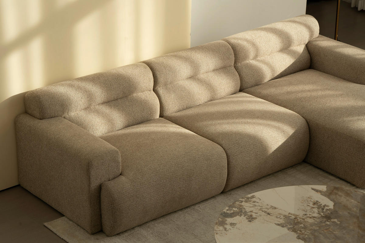 ECKSOFA Taupe Leinenoptik  - Taupe, Design, Holz/Textil (260/68/156cm) - P & B