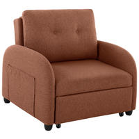 SCHLAFSESSEL Leinenoptik Rostfarben    - Rostfarben/Schwarz, Design, Kunststoff/Textil (102/94/95cm) - Livetastic