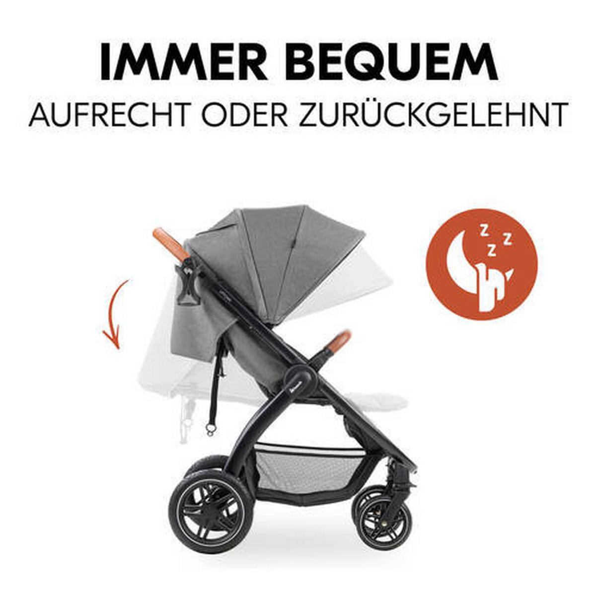 BUGGY Uptown  - Schwarz/Grau, Basics, Kunststoff/Textil (59.5/107/85cm) - Hauck