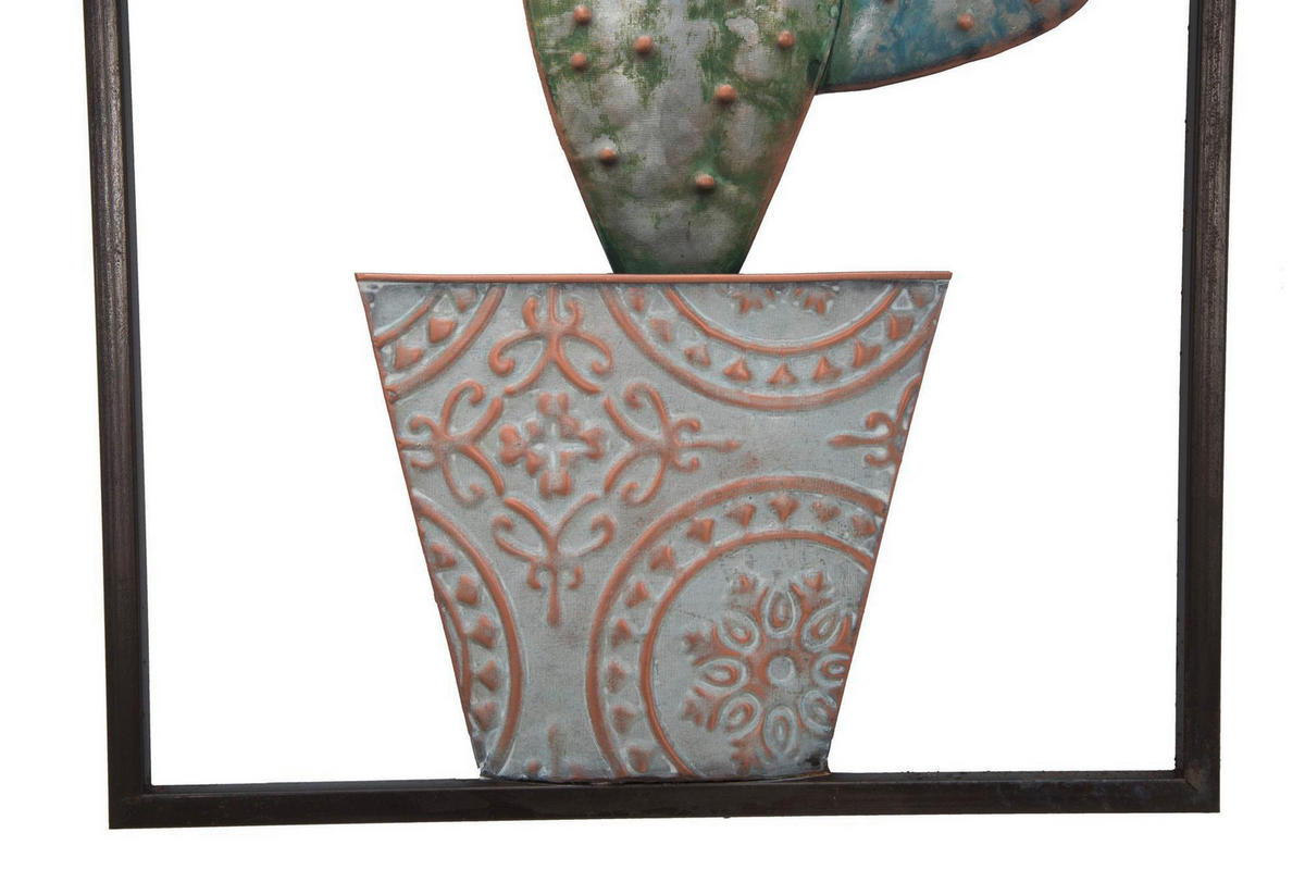 Wanddeko Cactus-Frame Metall  - Hellblau/Grün, Basics, Metall (31/90/2.5cm)