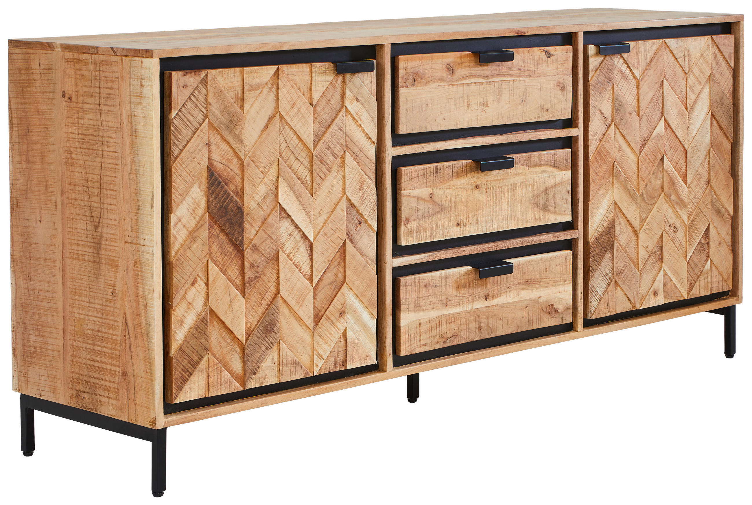 SIDEBOARD 175/80/45 cm  - Schwarz/Akaziefarben, MODERN, Holz/Metall (175/80/45cm) - Livetastic