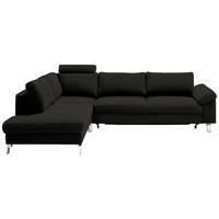 ECKSOFA Echtleder Schwarz  - Chromfarben/Schwarz, Design, Leder/Metall (200/281cm) - Pure Home Lifestyle
