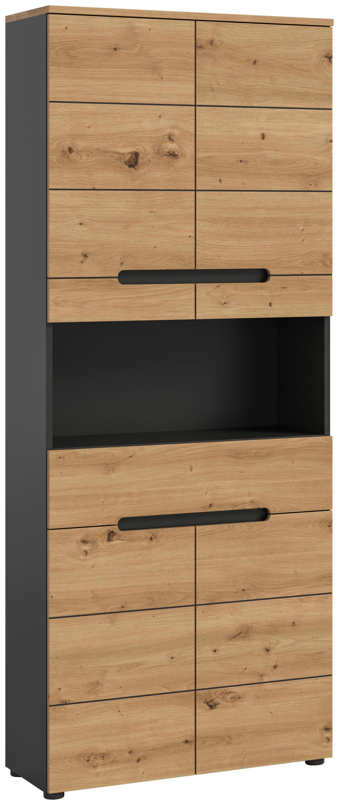 HOCHSCHRANK 76/193/34 cm  - Dunkelgrau/Schwarz, MODERN, Holzwerkstoff/Kunststoff (76/193/34cm) - MID.YOU