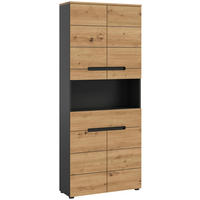 HOCHSCHRANK 76/193/34 cm  - Dunkelgrau/Schwarz, Modern, Holzwerkstoff/Kunststoff (76/193/34cm) - MID.YOU