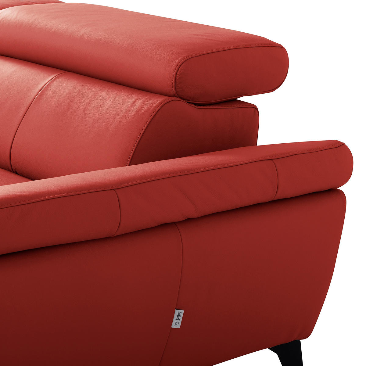 ECKSOFA SONO in Lederlook Echtleder Rot Armteilverstellung, Kopfteilverstellung  252/179 cm  - Rot/Schwarz, Design, Leder/Textil (252/179cm) - Livetastic