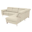 ECKSOFA in Echtleder Creme  - Creme/Alufarben, Design, Leder/Metall (271/242cm) - Cantus