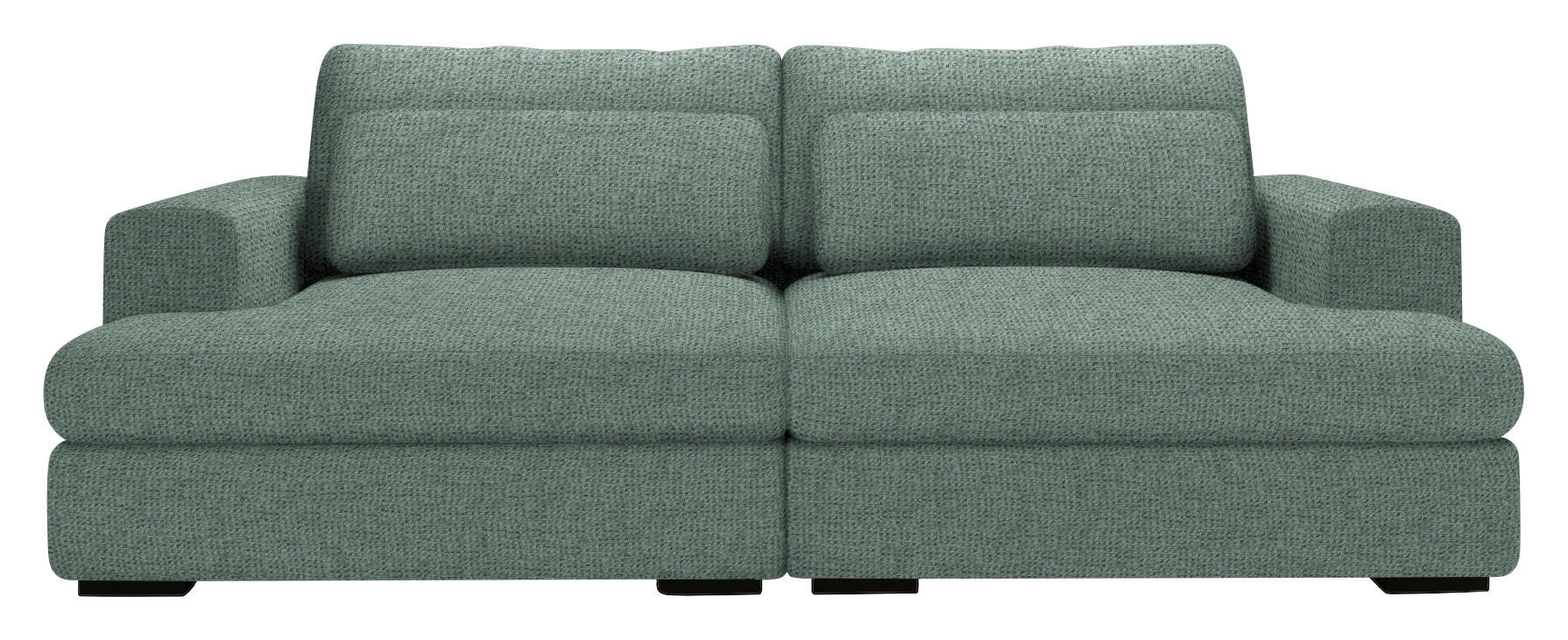 BIGSOFA in Chenille Grün  - Schwarz/Grün, Design, Textil (223/80/158cm) - Lomoco
