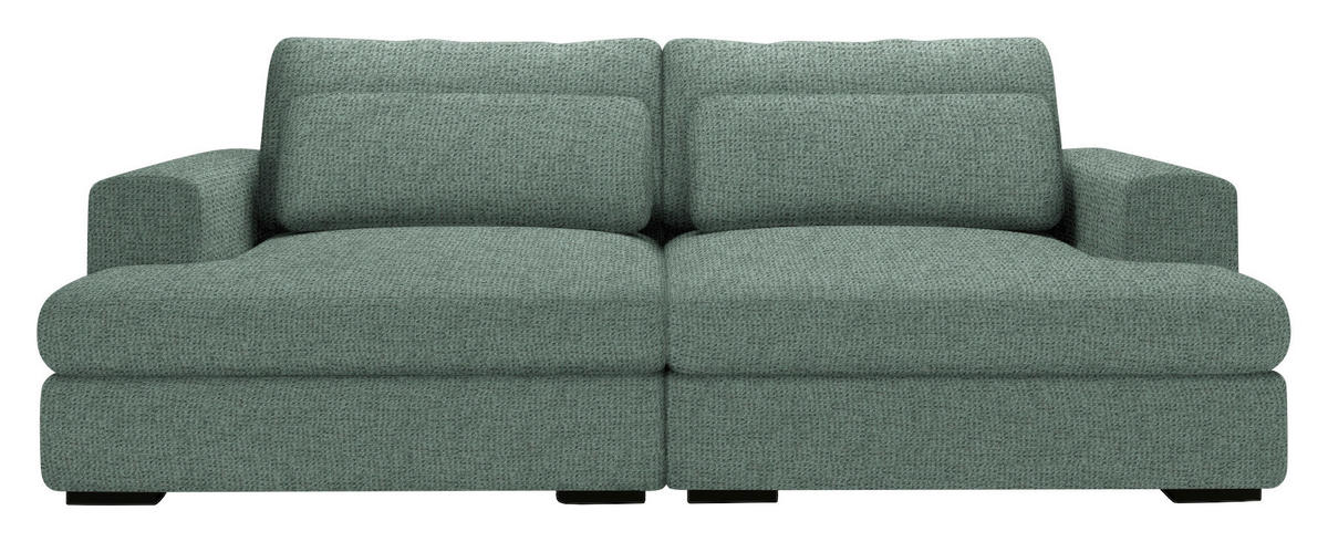 BIGSOFA in Chenille Grün  - Schwarz/Grün, Design, Textil (223/80/158cm) - Lomoco