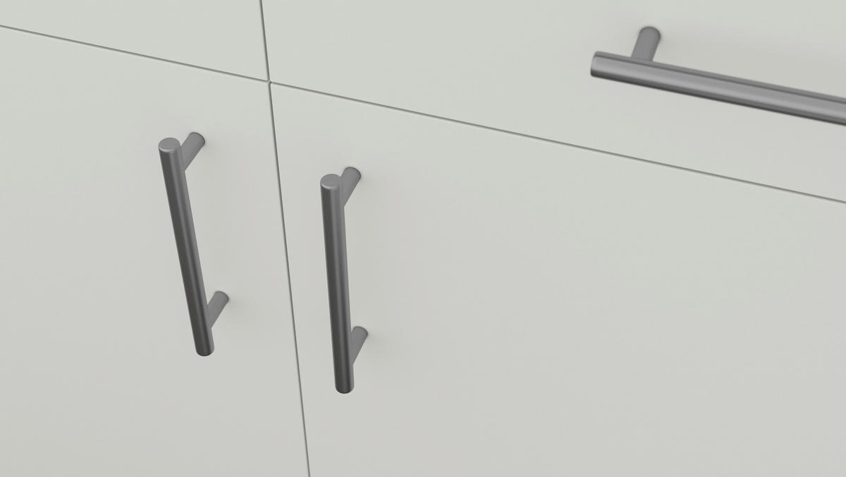 KÜCHENBLOCK 230 cm   in Graphitfarben  - Edelstahlfarben/Dunkelgrau, MODERN, Holzwerkstoff/Metall (230cm) - Xora