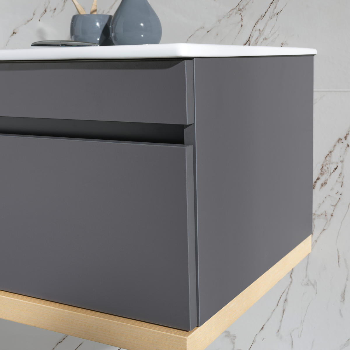 BADEZIMMER  in 207 cm  - Graubraun/Eschefarben, MODERN, Glas/Holz (207cm) - Novel