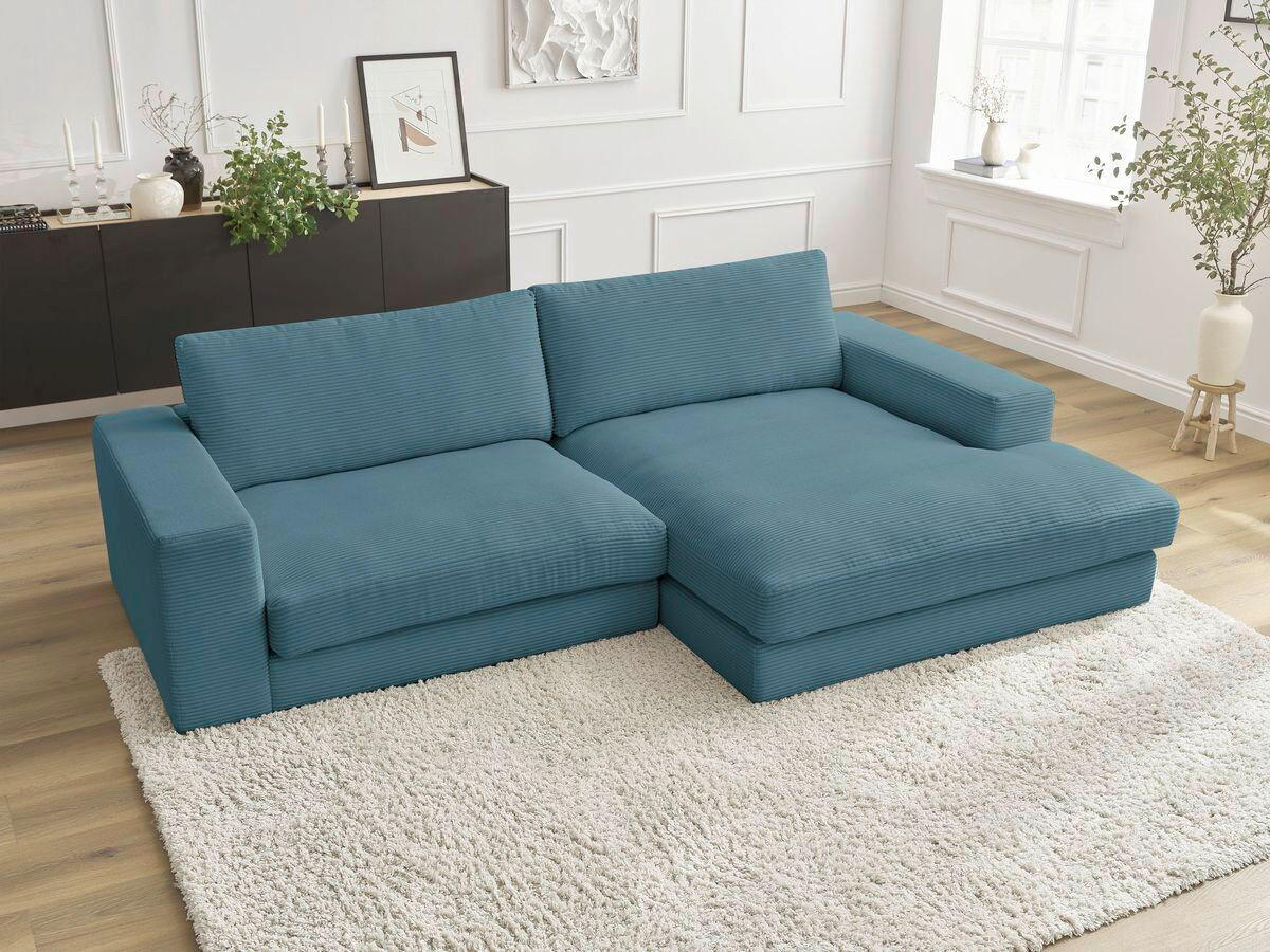 ECKSOFA  LEONARD Hellblau Cord  - Schwarz/Hellblau, MODERN, Kunststoff/Textil (274/159cm)