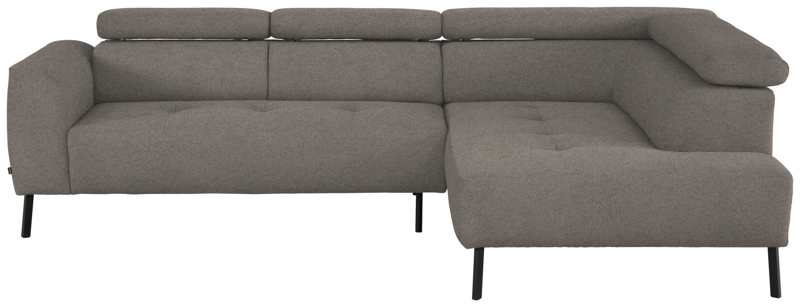 ECKSOFA in Webstoff Greige  - Greige/Schwarz, Design, Textil/Metall (280/205cm) - MID.YOU
