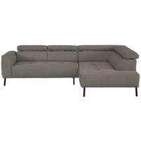 ECKSOFA in Webstoff Greige  - Greige/Schwarz, Design, Textil/Metall (280/205cm) - MID.YOU