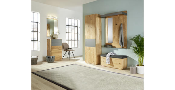 SCHUHSCHRANK Eiche massiv Anthrazit, Eichefarben - Eichefarben/Anthrazit, Design, Glas/Holz (60/105/38cm) - Waldwelt