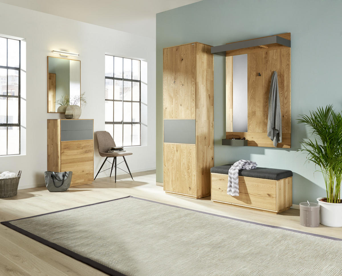 SCHUHSCHRANK  in 60/105/38 cm  - Eichefarben/Anthrazit, Natur, Glas/Holz (60/105/38cm) - Waldwelt