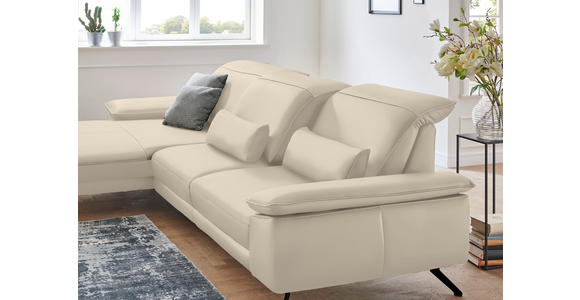 ECKSOFA in Echtleder Creme  - Creme/Schwarz, Design, Leder/Metall (193/328cm) - Dieter Knoll