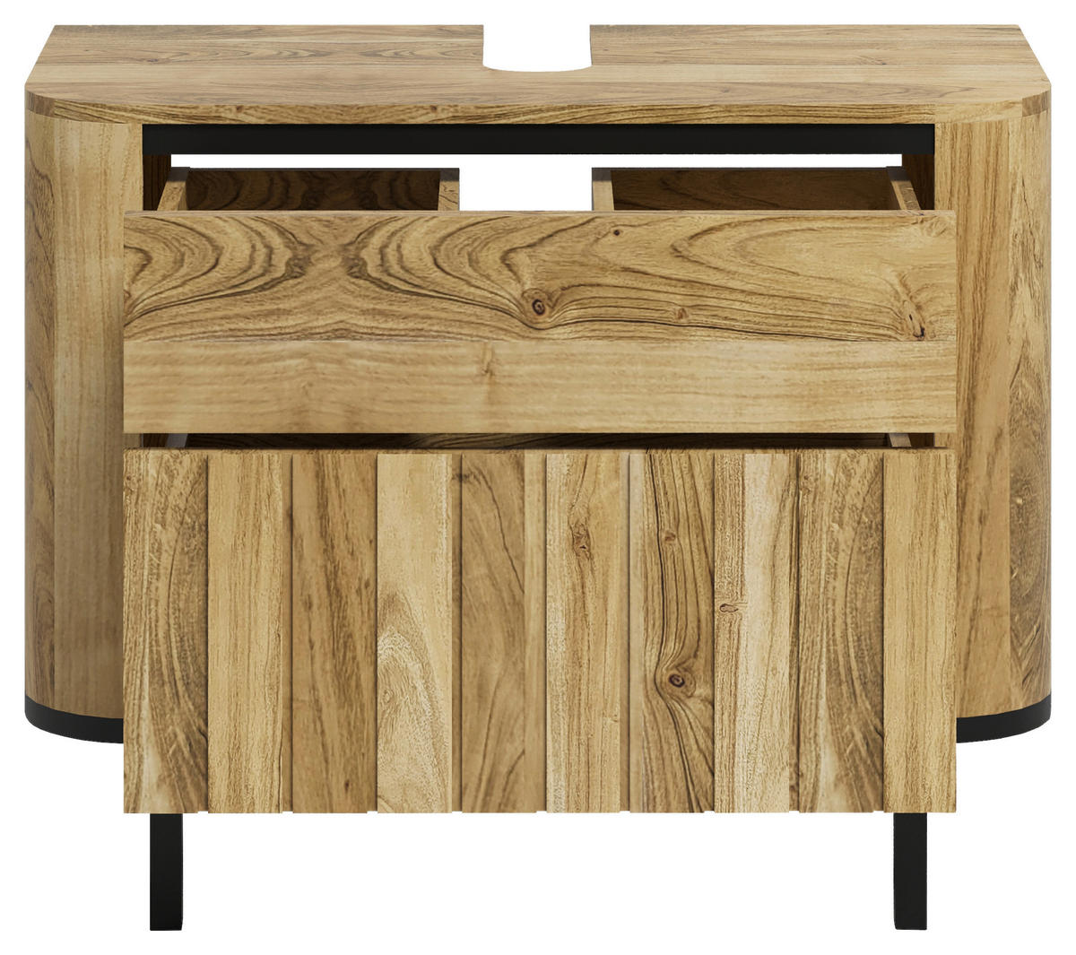 WASCHBECKENUNTERSCHRANK 82/65/42 cm  - Schwarz/Naturfarben, Natur, Holz/Metall (82/65/42cm) - Livetastic