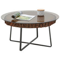 COUCHTISCH Kerneiche vollmassiv Parsolglas 80/80/40 cm rund Anthrazit, Eichefarben  - Eichefarben/Anthrazit, Design, Glas/Holz (80/80/40cm) - Valnatura