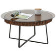 COUCHTISCH Kerneiche vollmassiv Parsolglas 80/80/40 cm rund Anthrazit, Eichefarben - Eichefarben/Anthrazit, Design, Glas/Holz (80/80/40cm) - Valnatura