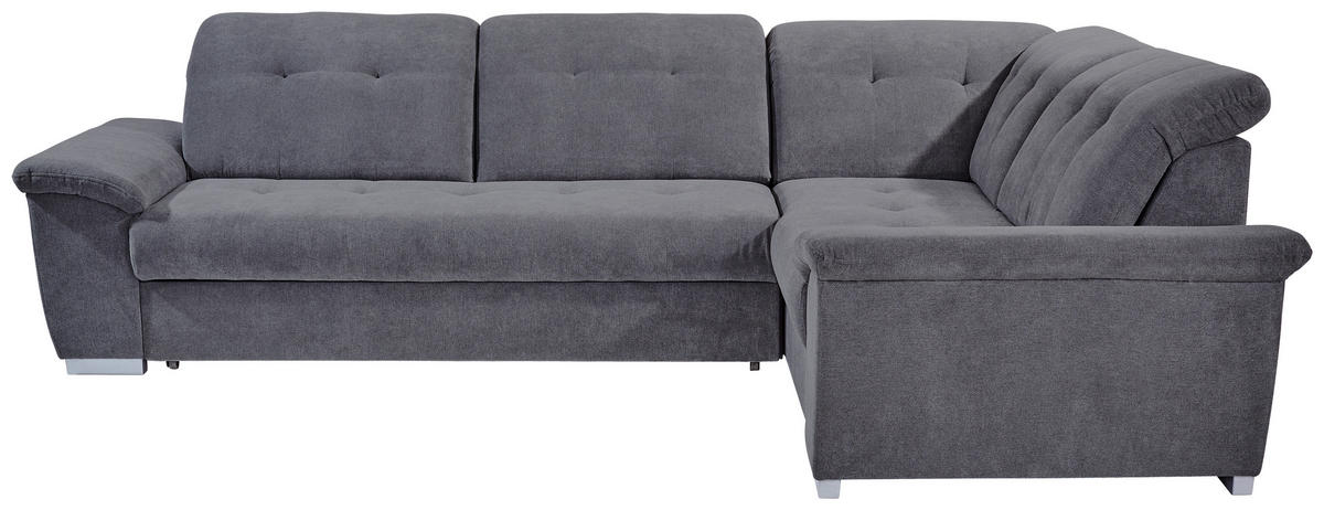ECKSOFA Dunkelgrau  - Dunkelgrau/Silberfarben, Design, Kunststoff/Textil (285/206cm) - Livetastic